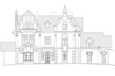 Rysunek elewacji frontowej (elewacja północna)