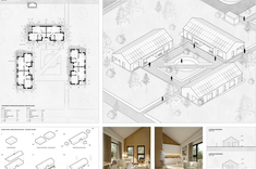  Praca dyplomowa mgr. inż. arch. Przemysława Dybasia przedstawiająca zespół trzech domów.